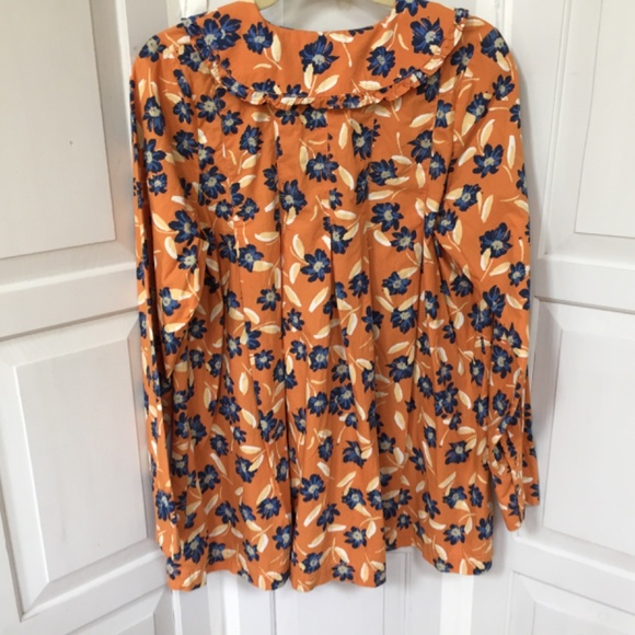 Free People Orange Floral Blouse ~Oversized - Picture 13 of 16